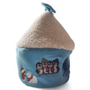 ❄️🐻‍❄️ Wintertraum-Weihnachts-kuschelhöhle für Meerschweinchen – mit Polarbär, Pinguinen & blauer Schleife 🎁✨